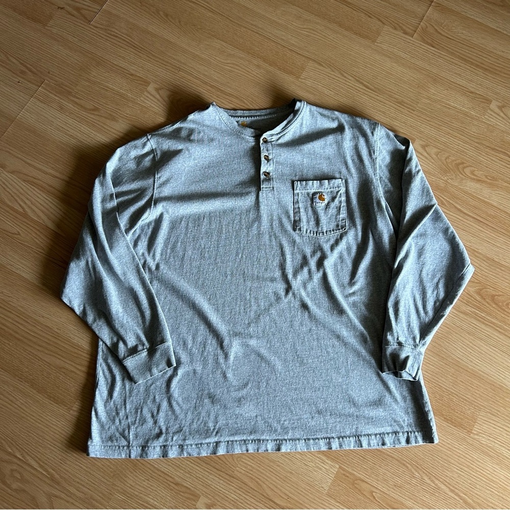 Carhartt Gray Long Sleeve Henley Shirt Men’s 2XL